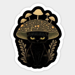 Cute Cottagecore Aesthetic Cat Mushroom Women Kids Sticker